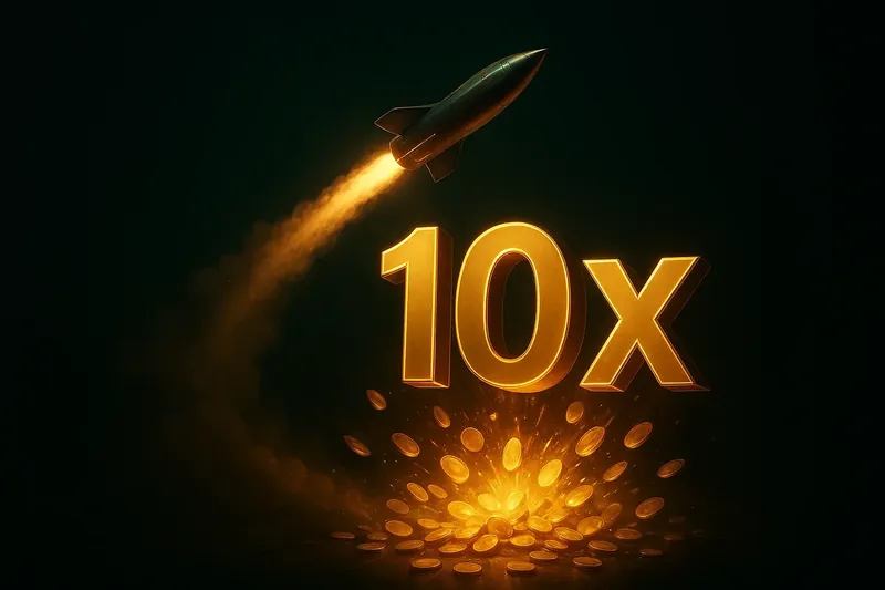 Peak Multiplier Crash Plane climbing with blazing trail above coins and glowing 10x counter